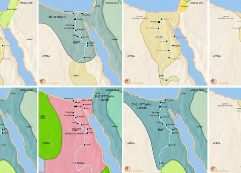 خريطة مصر على مدى العصور من الفراعنة للملك فاروق